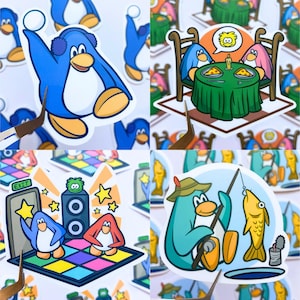 Club Penguin Stickers Series 2 | Waterproof Vinyl Die Cut | Laptop or Water Bottle Decals | Cute Winter Gift Penguins Puffles
