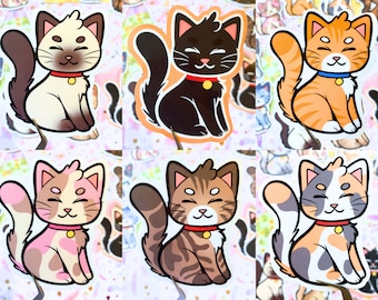 Cat Vinyl Waterproof Stickers | Die Cut Cute Laptop Water Bottle Decals | Tabby Tortoiseshell Siamese Diluted Calico Tuxedo Black Cats