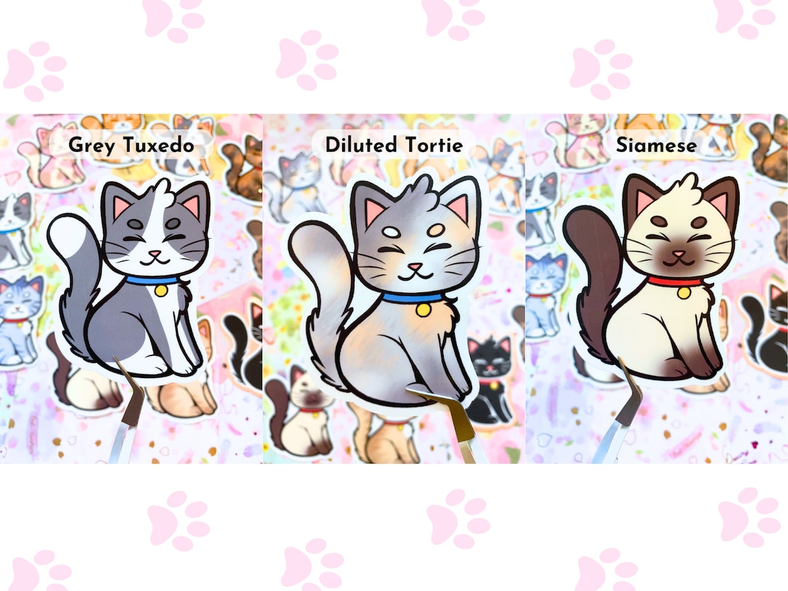 Cat Vinyl Waterproof Stickers | Die Cut Cute Laptop Water Bottle Decals ...
