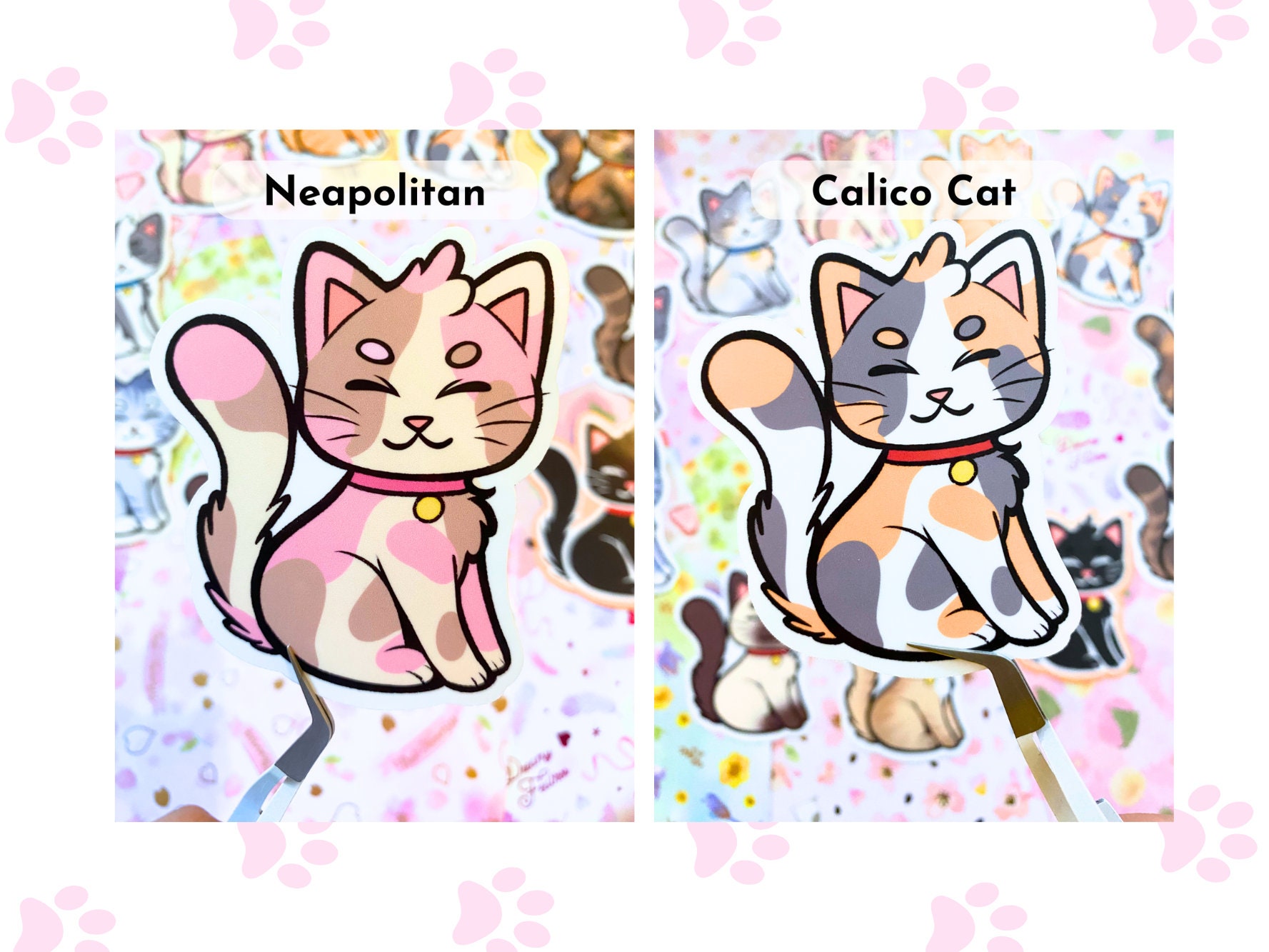Cat Vinyl Waterproof Stickers | Die Cut Cute Laptop Water Bottle Decals ...