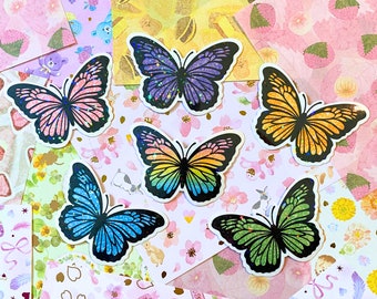 Holographic Butterfly Vinyl Stickers: Laminated Die Cut Decals