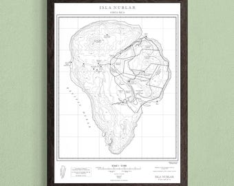 Isla Nublar Topographic Map Print: Jurassic Park Inspired Wall Art