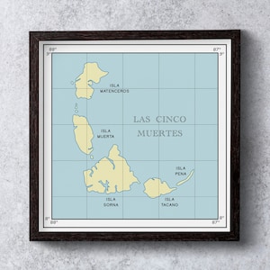 Mappa di Jurassic Park - poster del film minimalista home decor office desk art - poster del film dell'arcipelago di Las Cinco Muertes - The Lost World