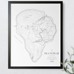 Jurassic Park Map minimalist wall art - Isla Nublar Retro Movie poster - 30x40 40x50 45x60 - Dinosaur wall art Jurassic park poster