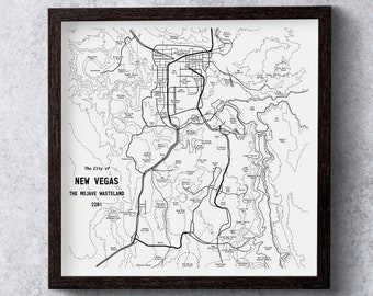 Fallout New Vegas Poster - Video Game Posters - Las Vegas kaart - Deathclaw - NCR ranger - Brotherhood of Steel - Fallout Poster - Fallout kaart