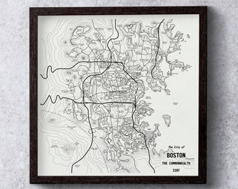 Fallout 4 Minimalist Map Wall Art Gift for Gamer - Fallout 4 Map Gaming Poster Video Game Posters Game Room Decor- The Commonwealth