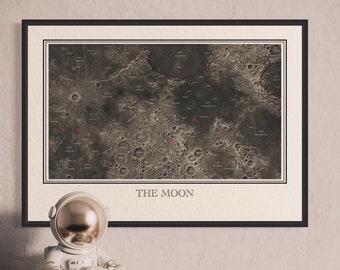 Apollo Landing Sites Map Print | Lunar Exploration Chart | the