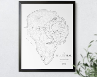 Jurassic Park Map minimalist wall art - Isla Nublar Retro Movie poster - 30x40 40x50 45x60 - Dinosaur wall art Jurassic park poster