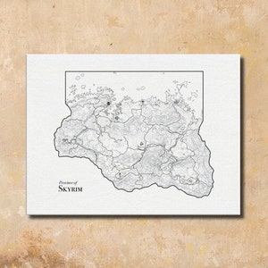 Skyrim Map Canvas arte de pared - Cartel de Skyrim - Cartel de juegos - Carteles de videojuegos Arte de lienzo - Elder Scrolls Tamriel Map Skyrim Print
