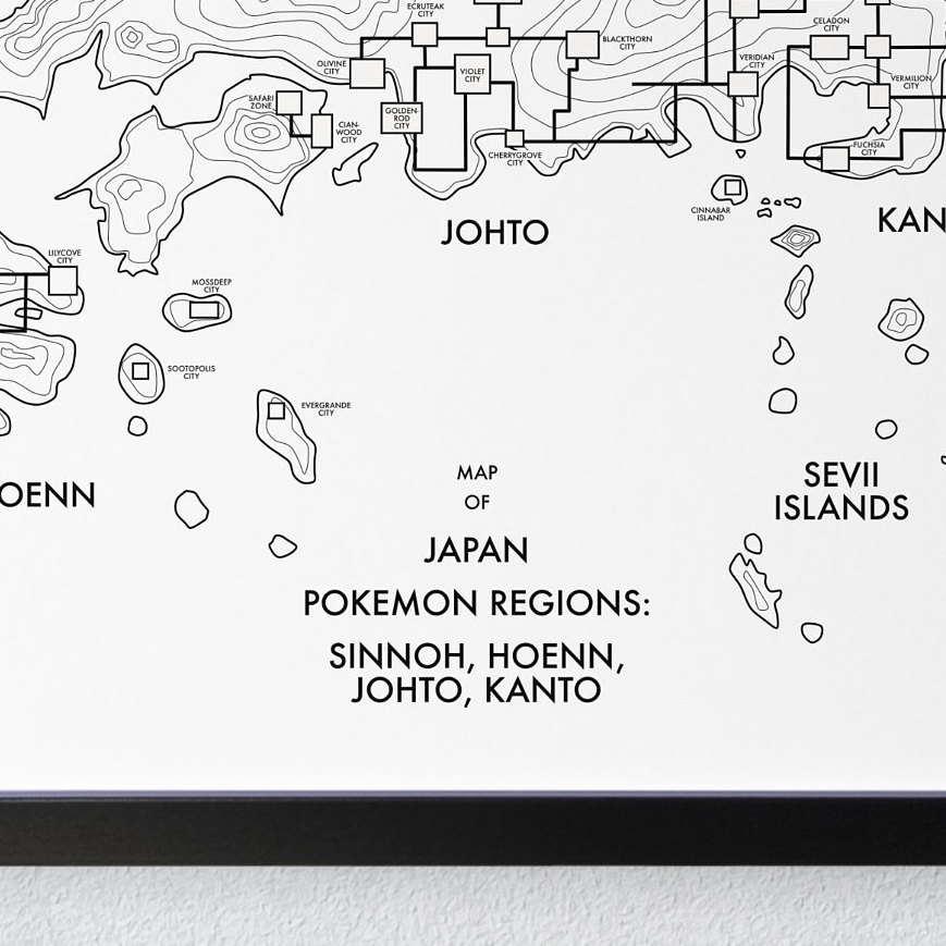 ジョウト&カントー ダブルW マップ ポケモン地域マップポスター ジョウト カントー シンオウ