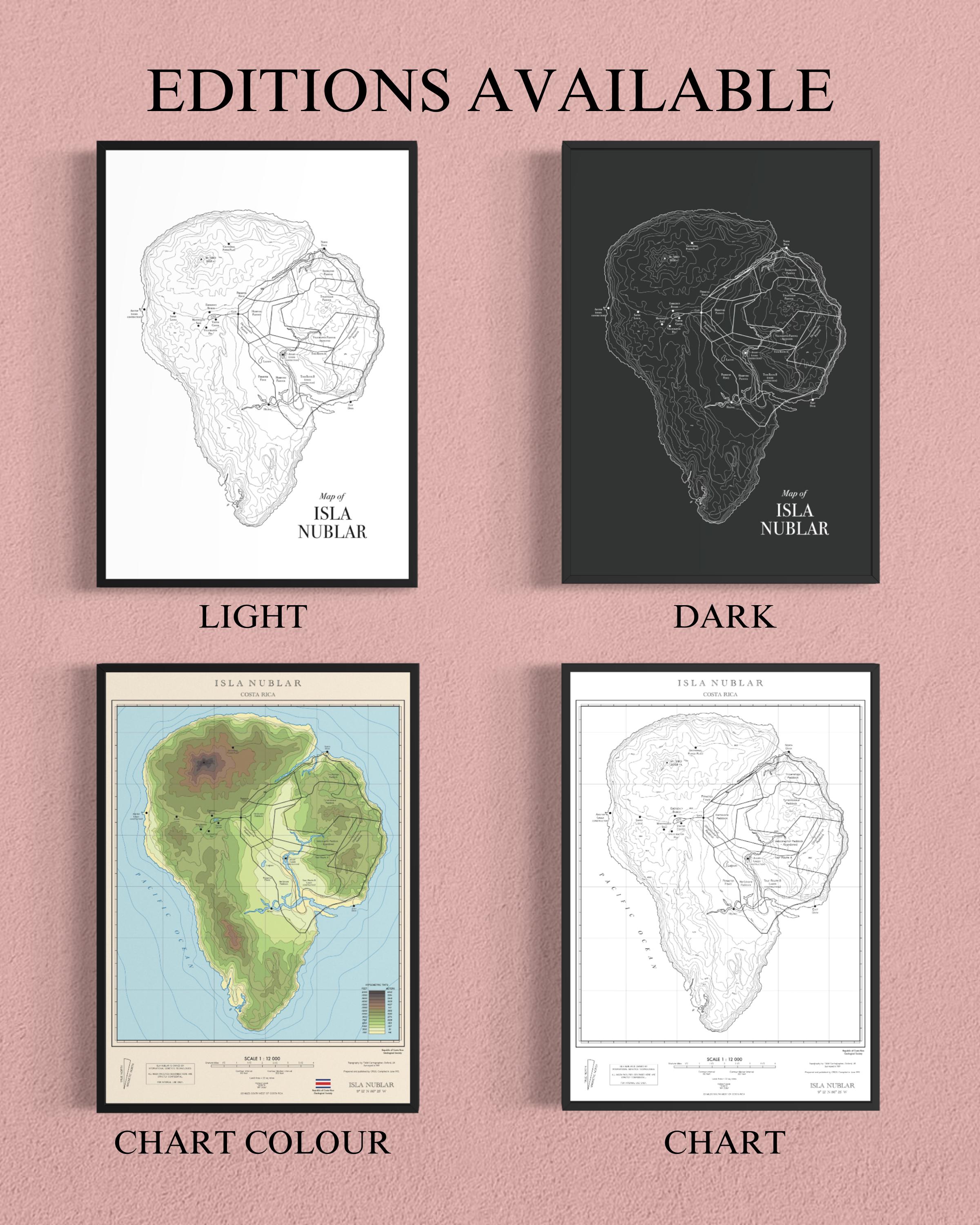 Isla Nublar Topographic Map Print: Jurassic Park Inspired Wall Art