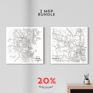 Lot de cartes Wasteland, choisissez 2 cartes au choix : Capitale, Commonwealth ou Mojave. Art mural carte minimaliste - Cadeau pour joueur, décoration de salle de jeux