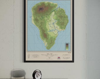Isla Nublar Topographic Map Print: Jurassic Park Inspired Wall Art