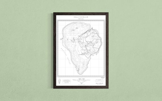Isla Nublar Topographic Map Print: Jurassic Park Inspired Wall Art