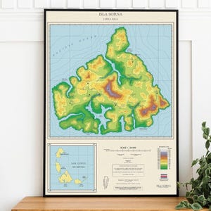 Cadeau carte d'art mural coloré de Jurassic Park pour lui - art mural dinosaure, affiche de jeu, affiche de film rétro, impression de carte d'Isla Sorna