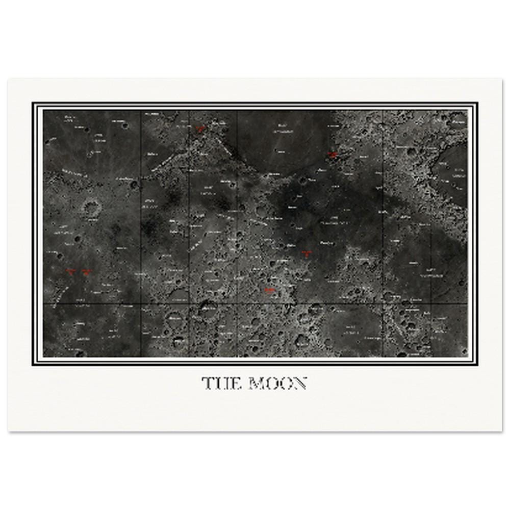 Apollo Landing Sites Map Print | Lunar Exploration Chart | the