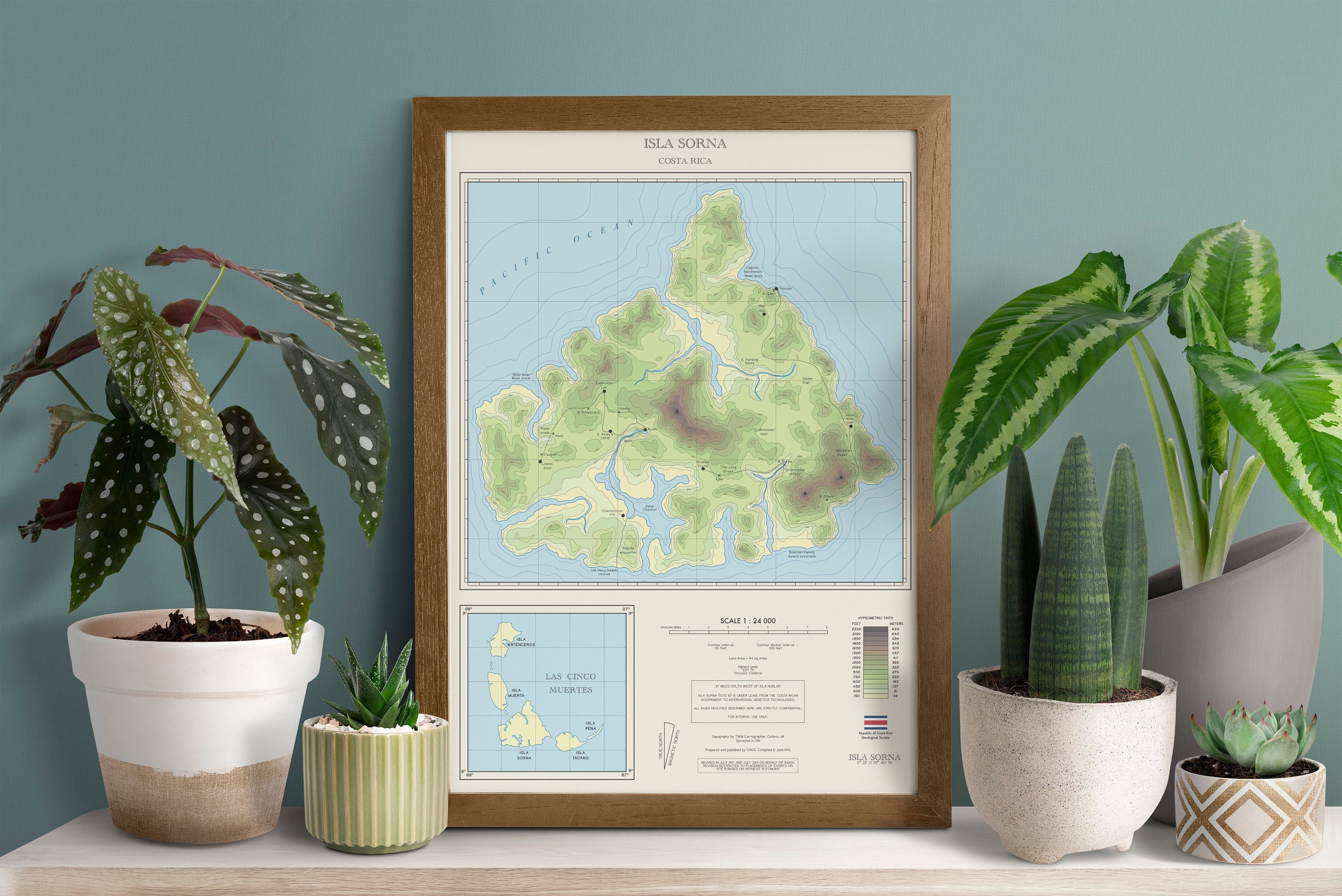 Jurassic Park map, Jurassic Park poster, dinosaur wall art, gaming poster, dinosaur island, retro movie poster, sorna