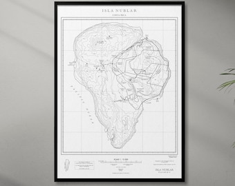 Jurassic Park map minimalist poster Isla Nublar movie film print topographic film print unframed A4 A3 A2 A1