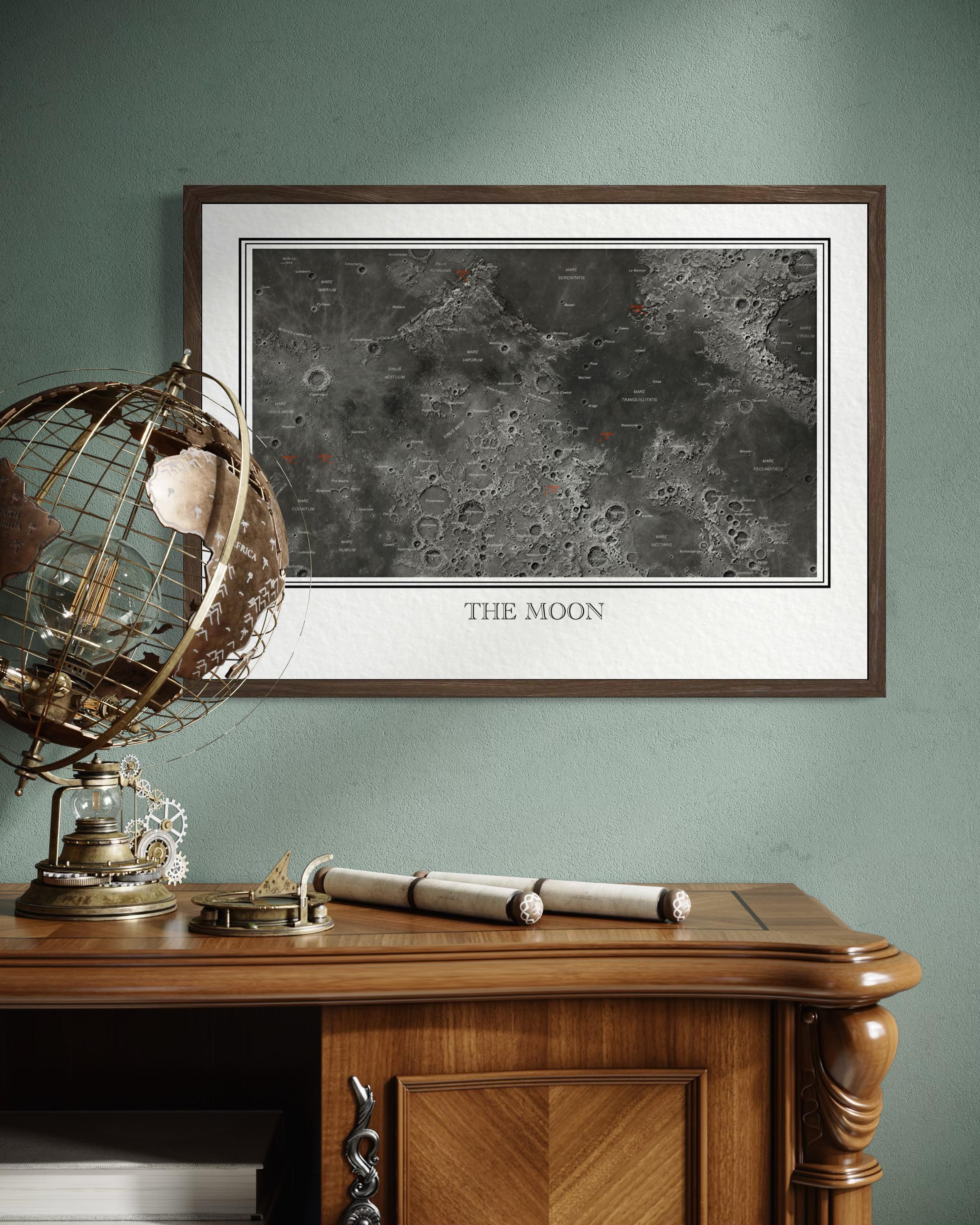 Apollo Landing Sites Map Print | Lunar Exploration Chart | the