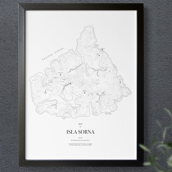 Jurassic Park map movie poster Isla Sorna minimalist film print home decor unframed