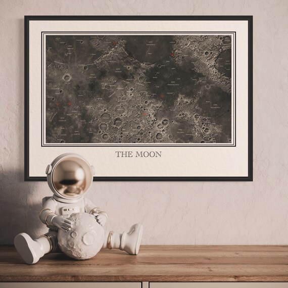 Apollo Landing Sites Map Print | Lunar Exploration Chart | the