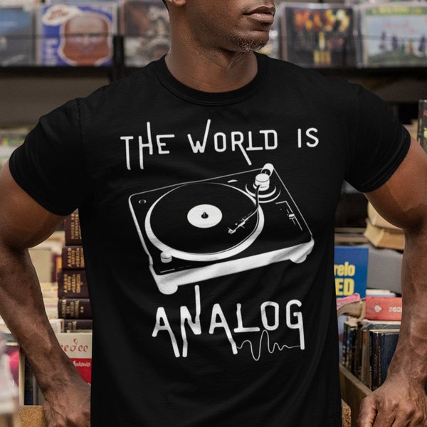 Die Welt ist Analog HIFI High Fidelity audiophile Retro Vintage Vinyl Schallplatte Kurzarm Unisex T-Shirt