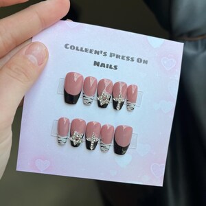 Y2K Press On Nails, Rhinestone Cross