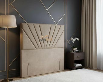 Modern style tall 54" upholstered floor standing bed head 3ft 4ft 4ft6 5ft 6ft silver grey steel  variety colours fabric velvet faux leather