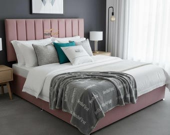 Divan Bed single double king super king fabric plush velvet crush velvet Linoso chenille Faux leather Naples silver blue steel black….