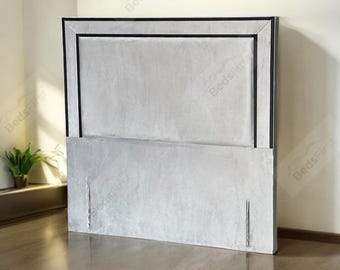 Modern style tall 54" upholstered floor standing bed head 3ft 4ft 4ft6 5ft 6ft silver grey steel  variety colours fabric velvet faux leather
