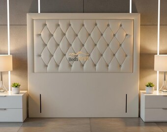 Headboard 54" upholstered bumper floorstanding 3ft 4ft 4ft6 5ft 6ft silver grey blue black pink steel over colour fabric velvet faux leather