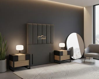 upholstered floor standing panel 54" Headboard 3ft 4ft 4ft6 5ft 6ft silver grey blue black pink steel over colours fabric velvet fauxleather
