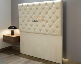 Headboard 54" upholstered bumper floorstanding 3ft 4ft 4ft6 5ft 6ft silver grey blue black pink steel over colour fabric velvet faux leather