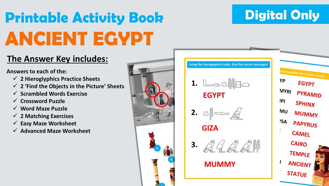 20-page Printable Ancient Egypt Activity Book (DIGITAL ONLY) - Etsy