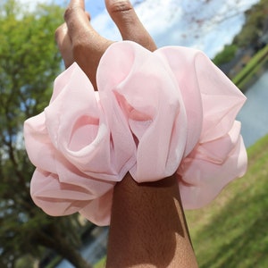 Oversized &quot;Petal Pink&quot; Organza Scrunchie | Gift for Her | Bridesmaid gift | Statement Piece | Barbie Girl | Birthday Gift | Holiday
