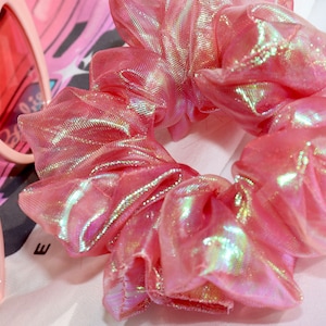 NEW &quot;Barbie Girl&quot; Organza Scrunchie | Gift for Her | Bridesmaid gift | Iridescent Scrunchie | Barbie Movie | Birthday Gift | Pretty in Pink
