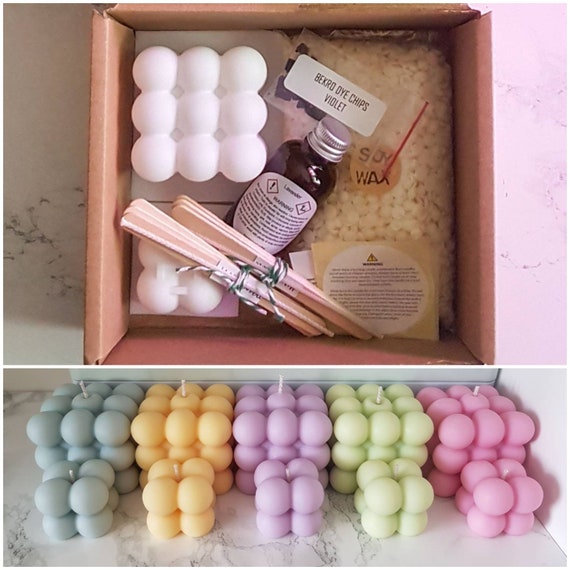 DIY Bubble Candle Making Kit, Natural / Coloured, Scented / Unscented Candle  Kit, Diy Candle Gift, 2 Candles Set, Birthday Gift 