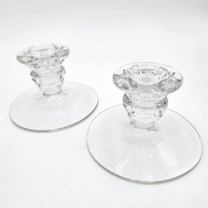 Glass Candlestick Holders-Handsome-Elegant-Can Hold a Taper Size Candle. Vintage-Housewarming or Wedding Gift-Curated with Care-Preowned