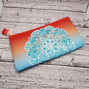 Bolsa con estampado de mandala - Bolsa para accesorios con cremallera - Portalápices - Monedero - Neceser pequeño para maquillaje