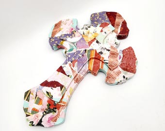 Cross Collage-Hand Crafted Collage Cross-Hand Made Collage Cross-Home Decor Art-Decorative Religious Cross-Religious Gift-Original Art