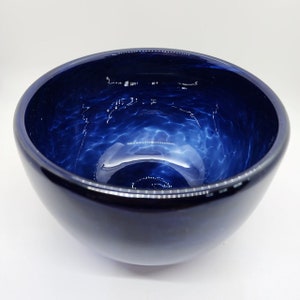 Vintage Cobalt Blue Glass Bowl - Blown Glass Decorative Fruit Bowl - Medium Size Glass Cereal or Soup Bowl