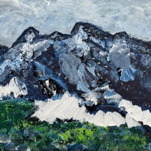 Flatiron Mountains Acrylic Painting-Flatirons in Blue-Original-Home Decor Art-Mountain Landscape Painting