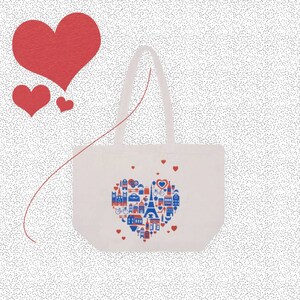 Paris in my Heart - Organic Cotton Tote Bag - Paris Lover Gift