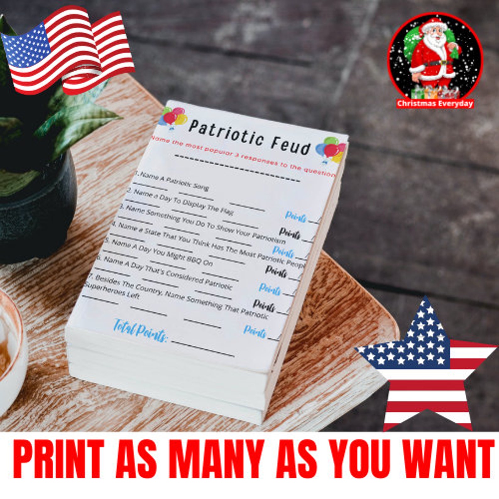 Patriotic Feud Flag Day Game 4th of July Feud July 4th Etsy