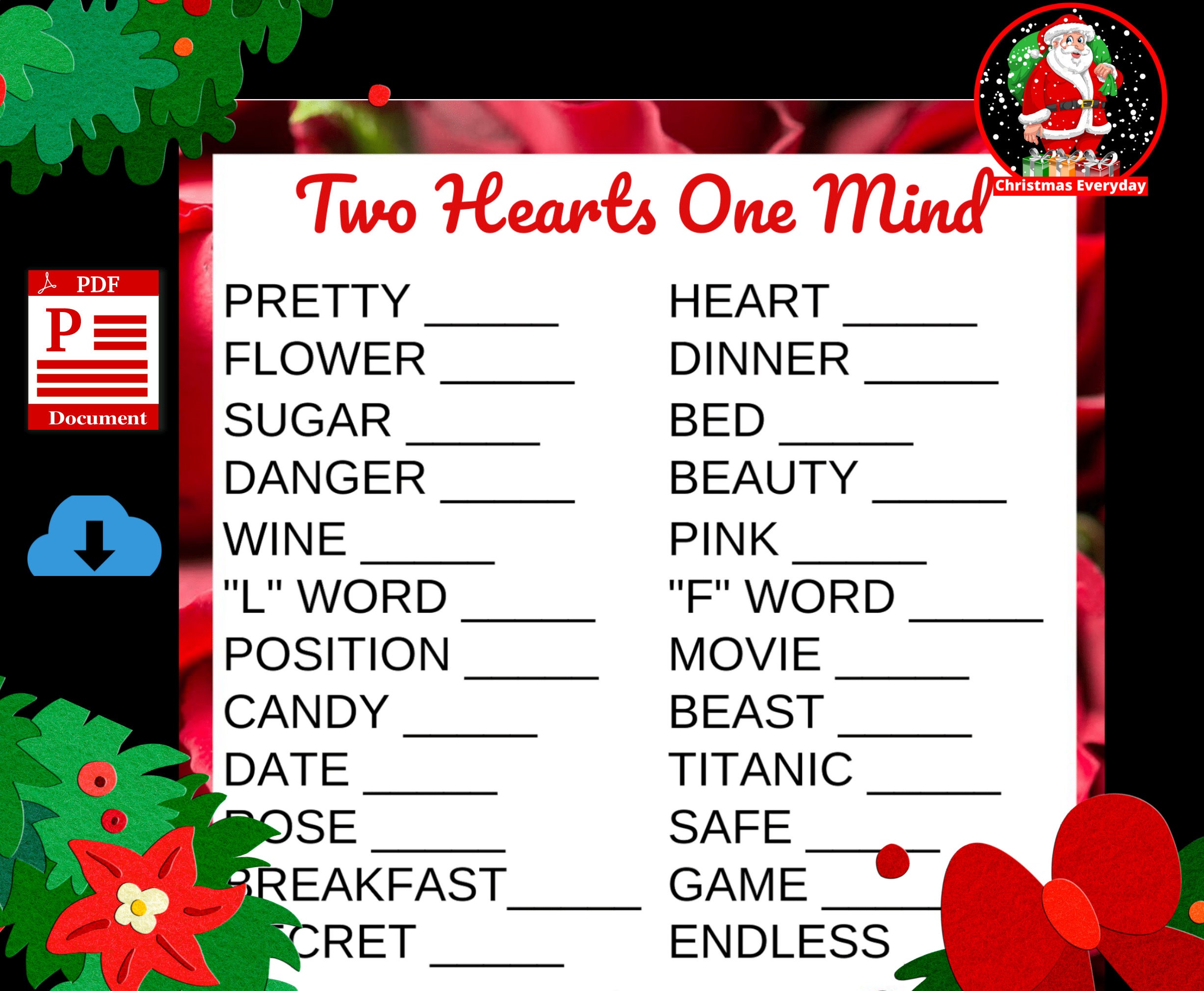 Two Hearts One Mind Couples Mind Games Mind Games Party - Etsy