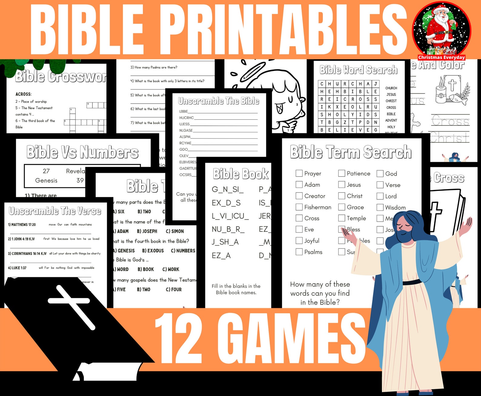 12 Bible Printable Games Bible Printables Bible Games Bible - Etsy