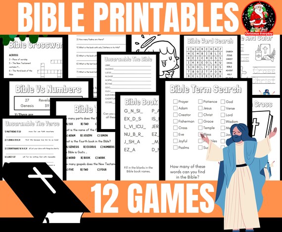 12 Bible Printable Games Bible Printables Bible Games Bible - Etsy