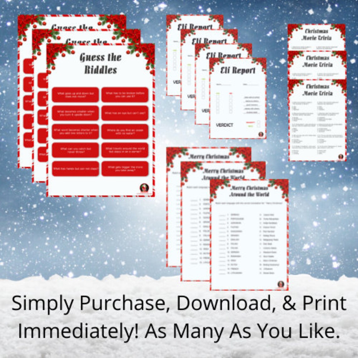 Printable Christmas Party Games Christmas Games Bundle - Etsy UK