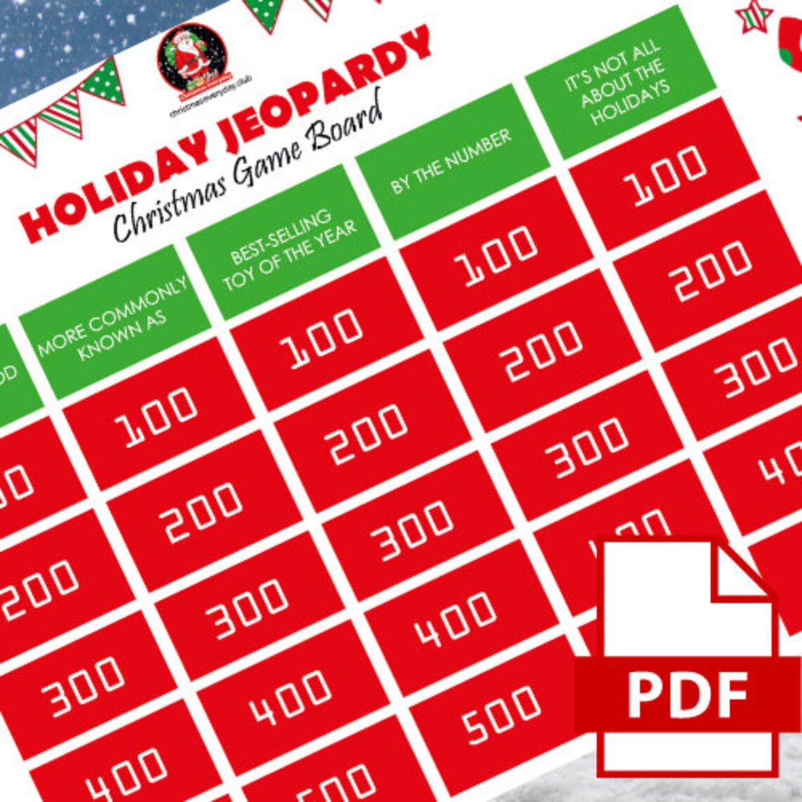 Christmas Jeopardy Printable Jeopardy Trivia Game Etsy