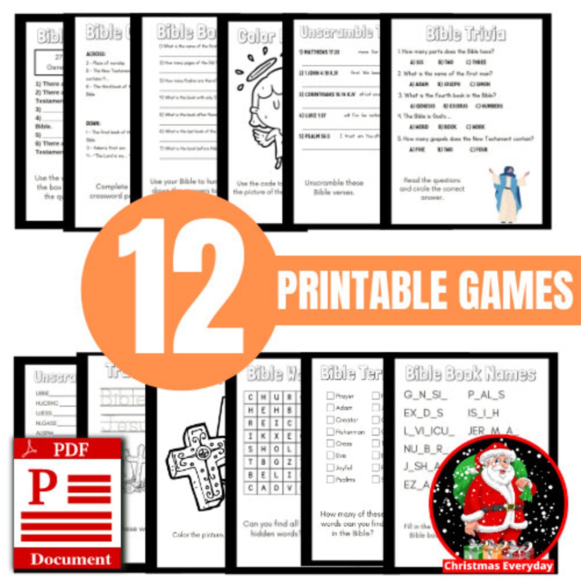 12 Bible Printable Games Bible Printables Bible Games Bible - Etsy